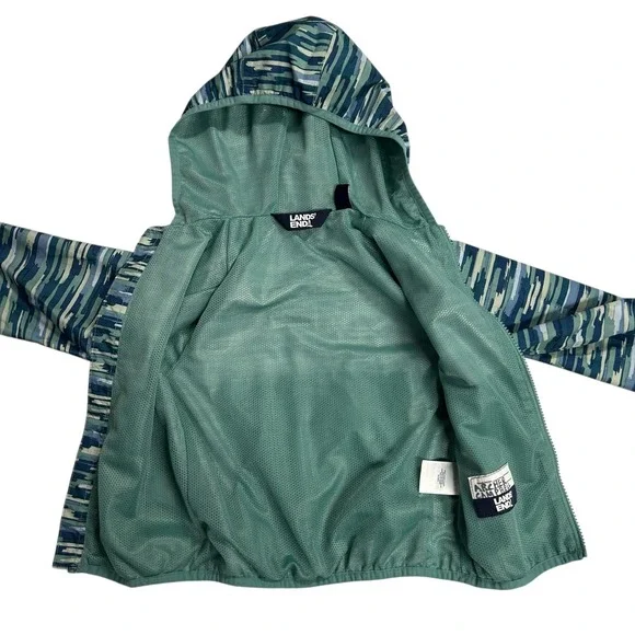 Lands End Kids Coat 2XS 2-3Y Windbreaker Full Zip Blue Green Lightweight Jacket - Picture 7 of 10